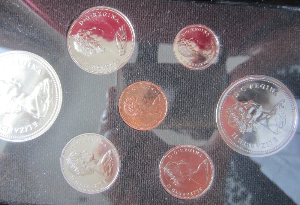 1975 Canada Double Dollar Set. 7 Coins Cent to Silver Dollar Mint Set.
