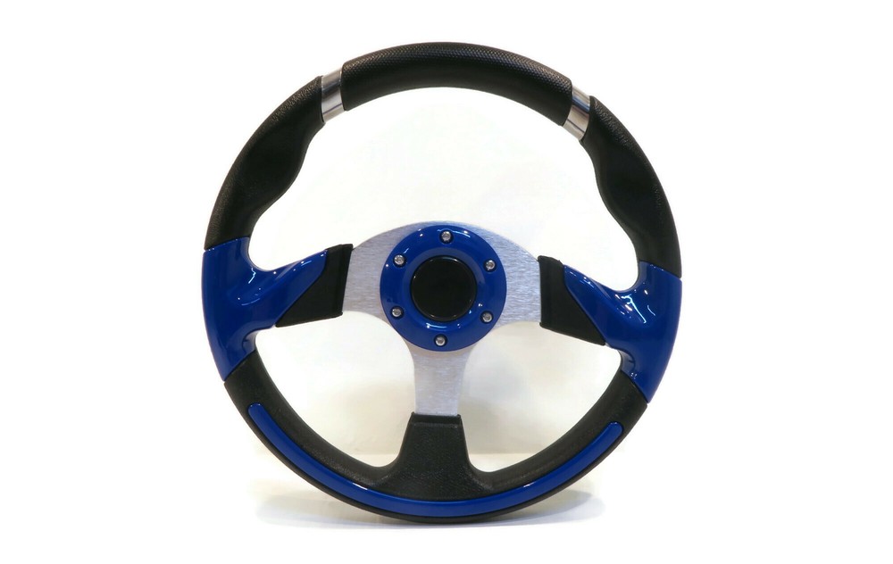 Universal 13" Steering Wheel Blue/Chrome, GT Style for Dune Buggy & Side-By-Side