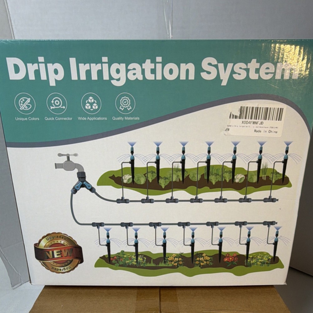 Complete Drip Irrigation Kit Quick Connector Adjustable Flow 28 Emitters Garden