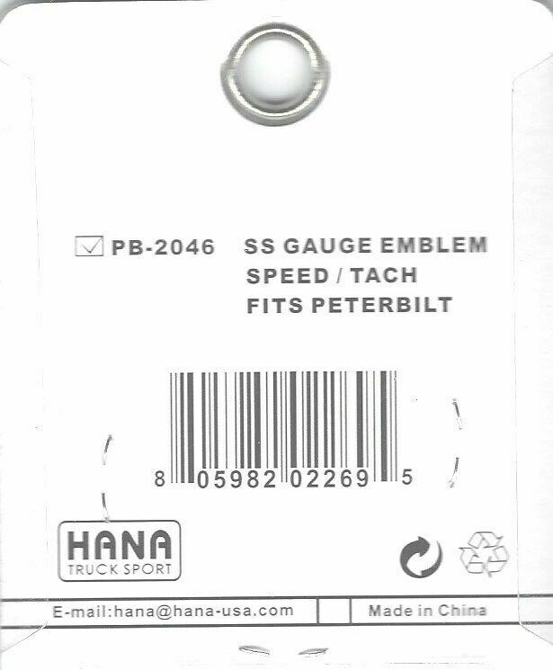 HTS Gauge Emblems for Peterbilt Speedometer & Tachometer Stainless PB-2046 Pair