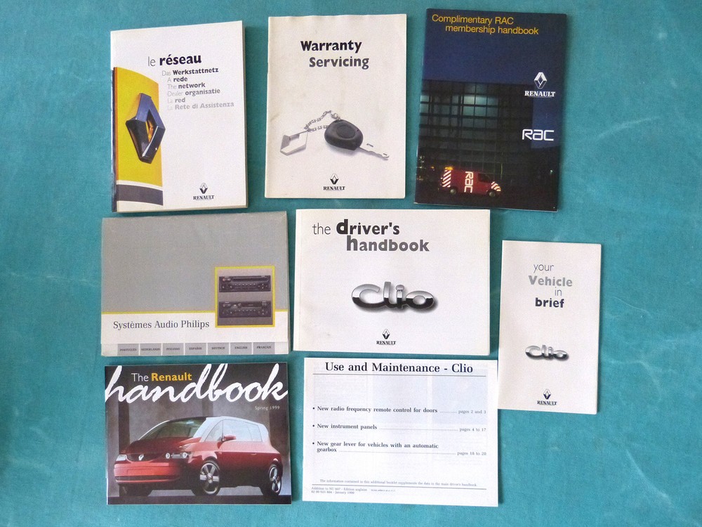 Renault Clio mk2 complete driver’s pack: handbook etc 1998-2002