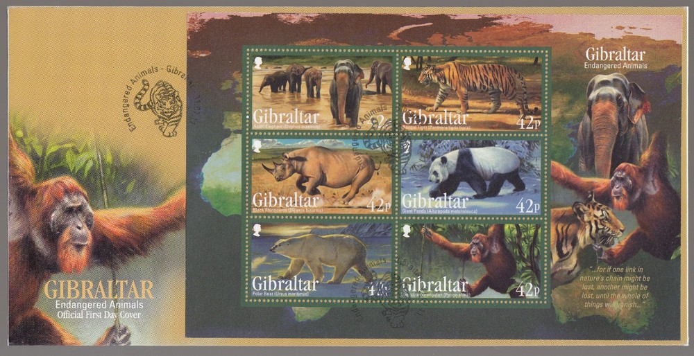 Gibraltar 2011 FDC MS Endangered Animals