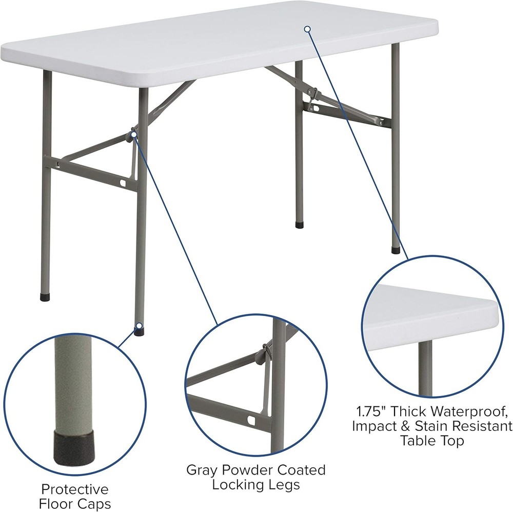 Elon 4' Rectangular Folding Event Table - Portable & Weather-Resistant Design