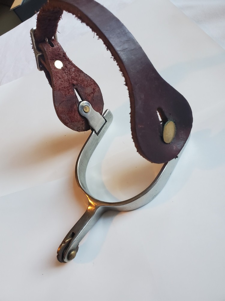 Vintage Stainless Steel Single Spur with Leather Strap