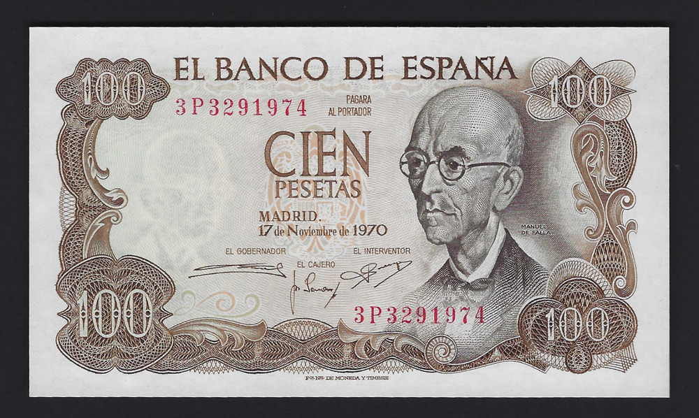 1970 Spain 100 Pesetas #152a Uncirculated