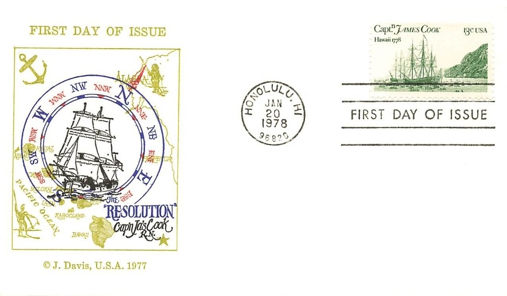 1733 13c CAPT. JAMES COOK - J. Davis cachet