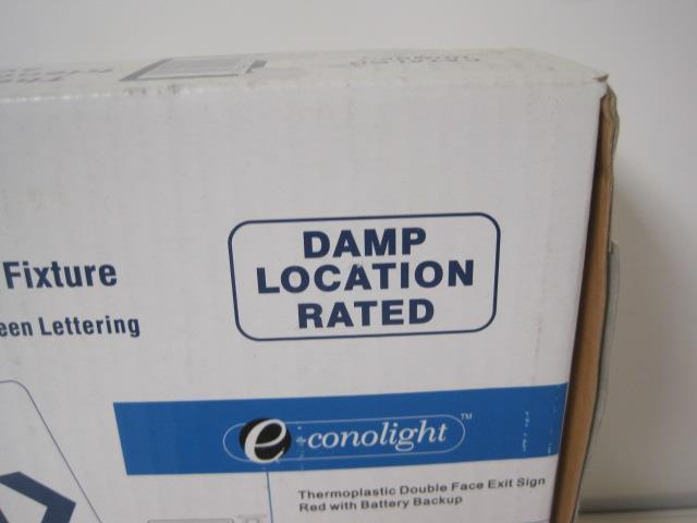 Brand New E-conolight LED Exit Sign Light Battery Backup Red Letters Double Face