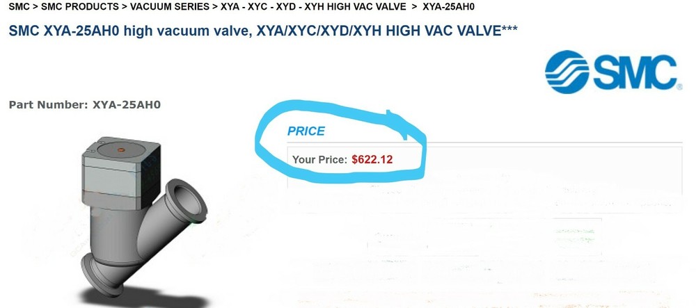 SMC XYA-25AH0 High Vacuum Valve NEW WORKING PULL [C1S4]