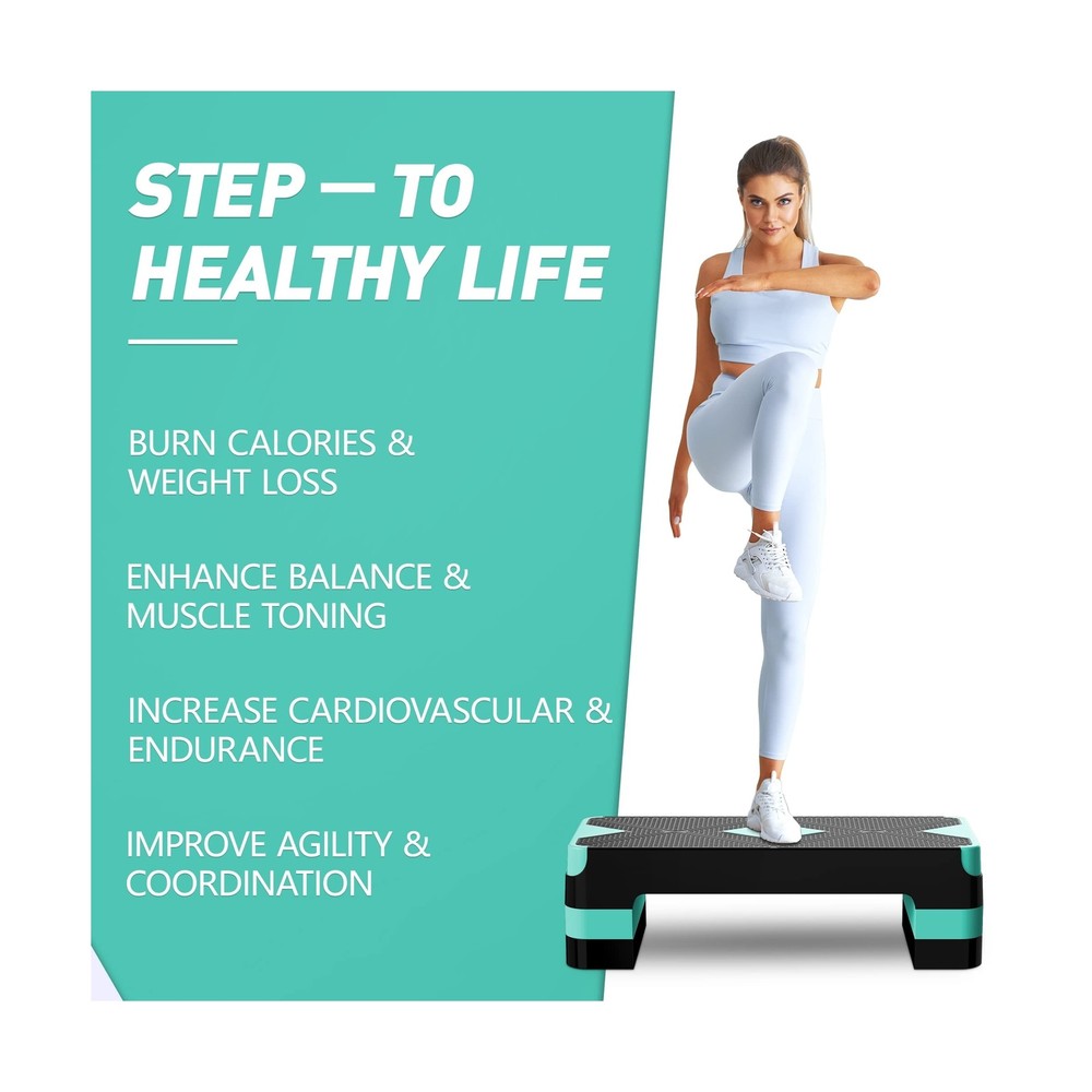 GYMMAGE Aerobic Exercise Step, Adjustable Aerobic Stepper for Exercise, Worko...