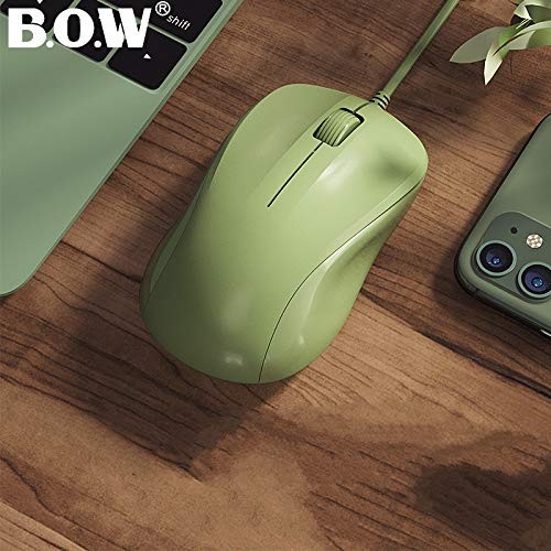 Green USB Silent Wired Computer Mouse, 1200DPI, Easy Click, Windows PC, Laptop
