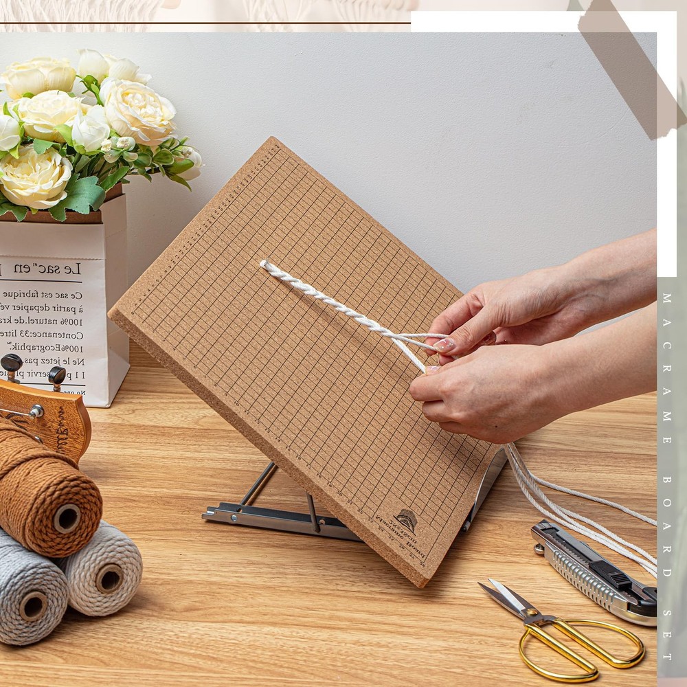 108 Pcs Macrame Supplies Include Macrame Board Metal Adjustable Holder with 100