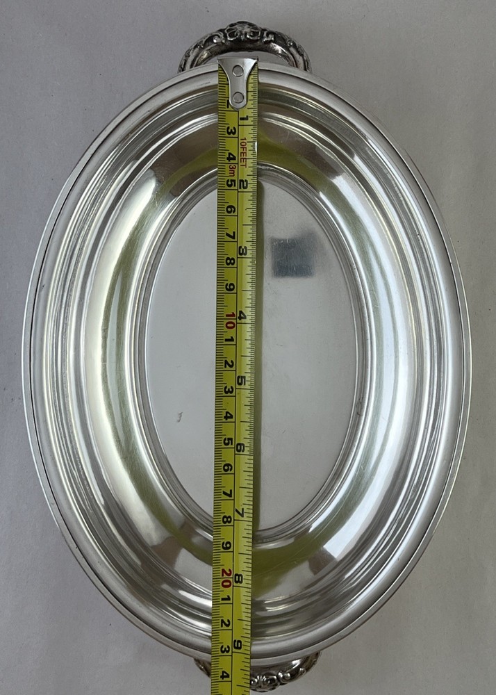Silver Plated Oval Serving Dish With Handles 9"X7" Unmarked READ