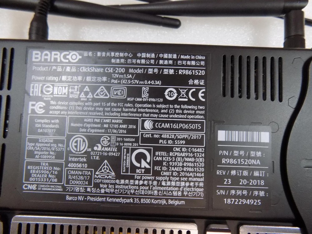 BARCO CLICKSHARE CSE-200 WIRELESS PRESENTATION SYSTEM WITH POWER ADAPTER
