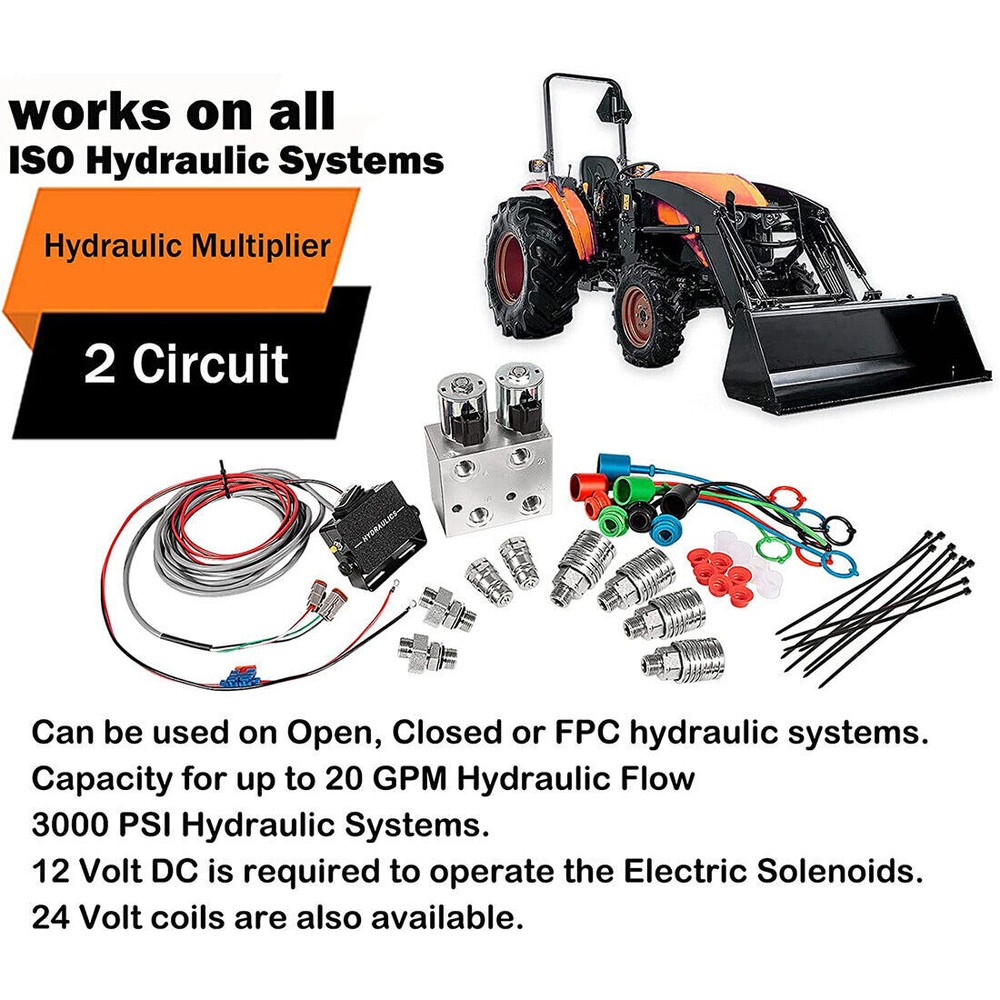 Hydraulic Multiplier, SCV Splitter / Diverter Valve with Couplers and Switch Box