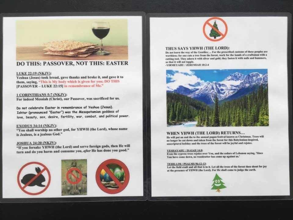 NO PAGAN EASTER / CHRISTMAS LAMINATED PRINTS with Scripture References
