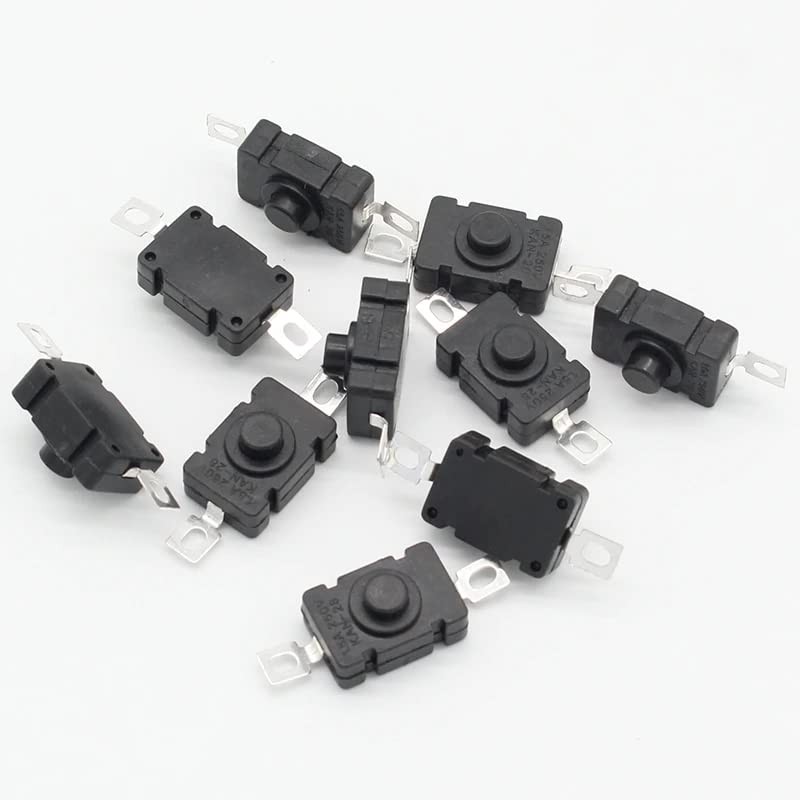 30 Pack Self-Lock Micro Push Button Switch Flat 2 PIN with Hole Mini ON/Off