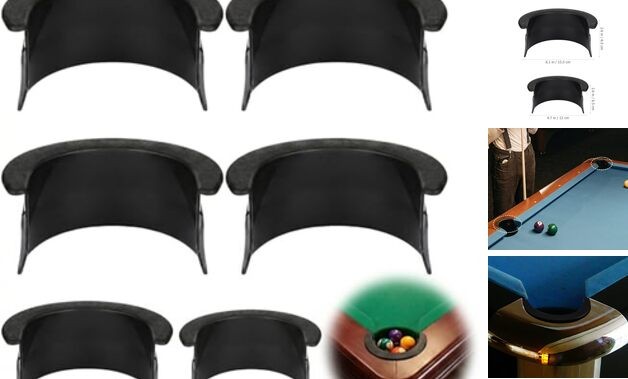 6 Pcs Pool Table Pocket Liners, Black Plastic Billiard Pocket Replacement