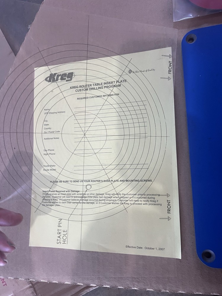 Kreg Router Insert Table Plate W/ Extra Rings!!