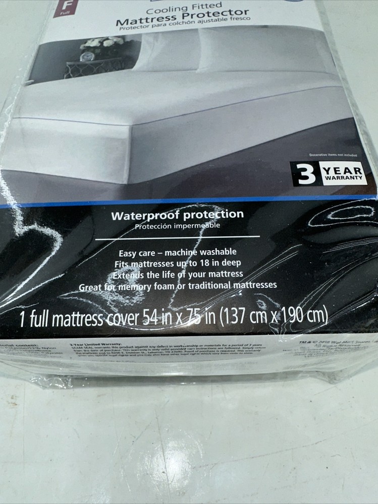 Mainstays Mattress Protector Full Fitted New in Package Cooling Waterproof