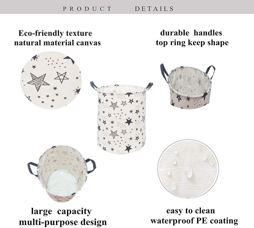 KUNRO Large Sized Round Storage Basket Waterproof Coating Organizer Bin Laun...