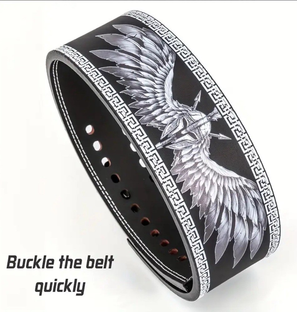 Black and White Leather Buckle Lifting Belt