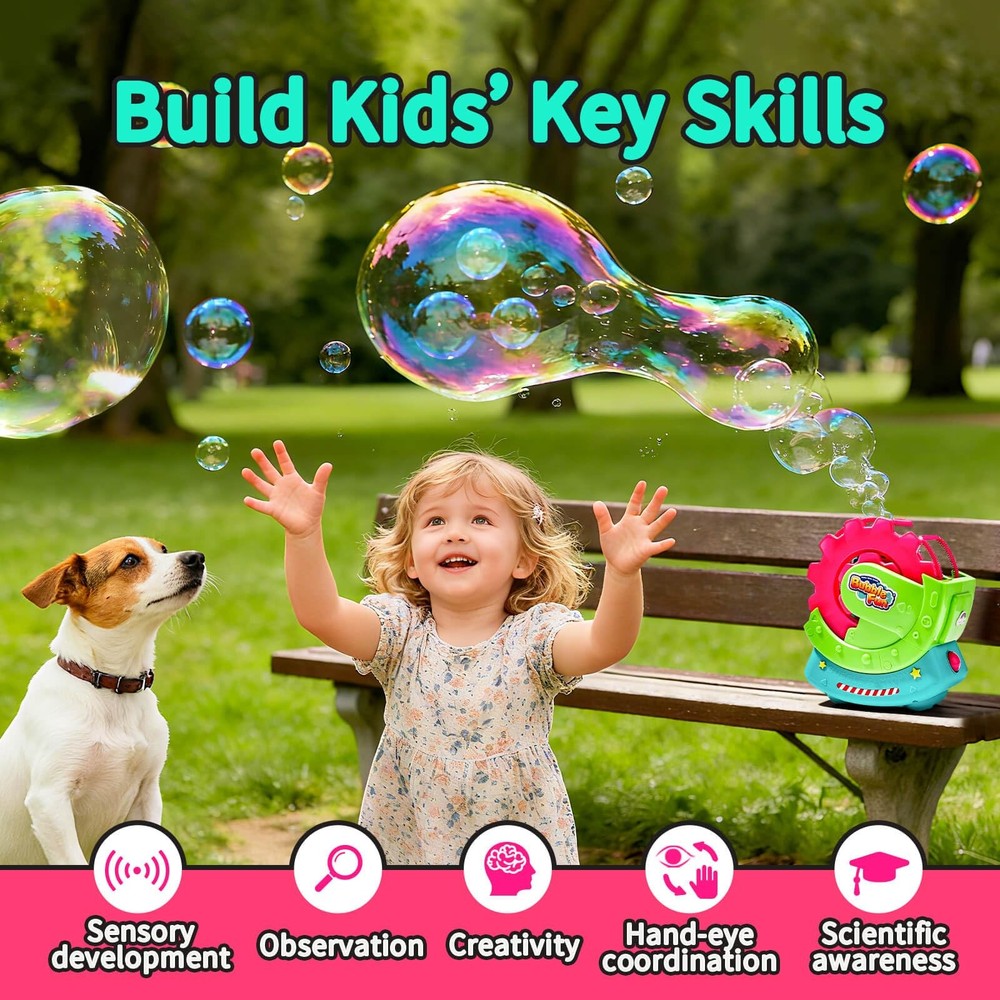 Bubble Machine for Toddlers & Pets, with 8oz Safe Solution, Extra Large & Bub...