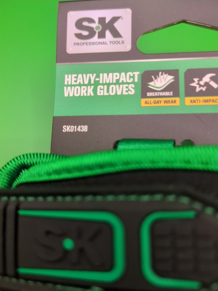 SK Professional Tools Heavy Impact Work Gloves Green&Black Extra-Large New