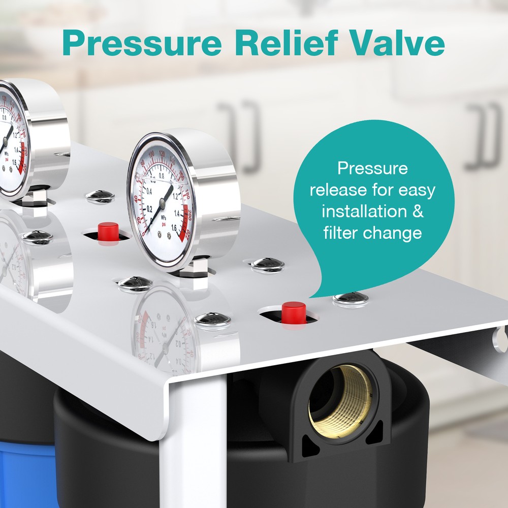 4-Stage 20x4.5" Big Blue Spin Down Sediment Whole House Water Filtration System