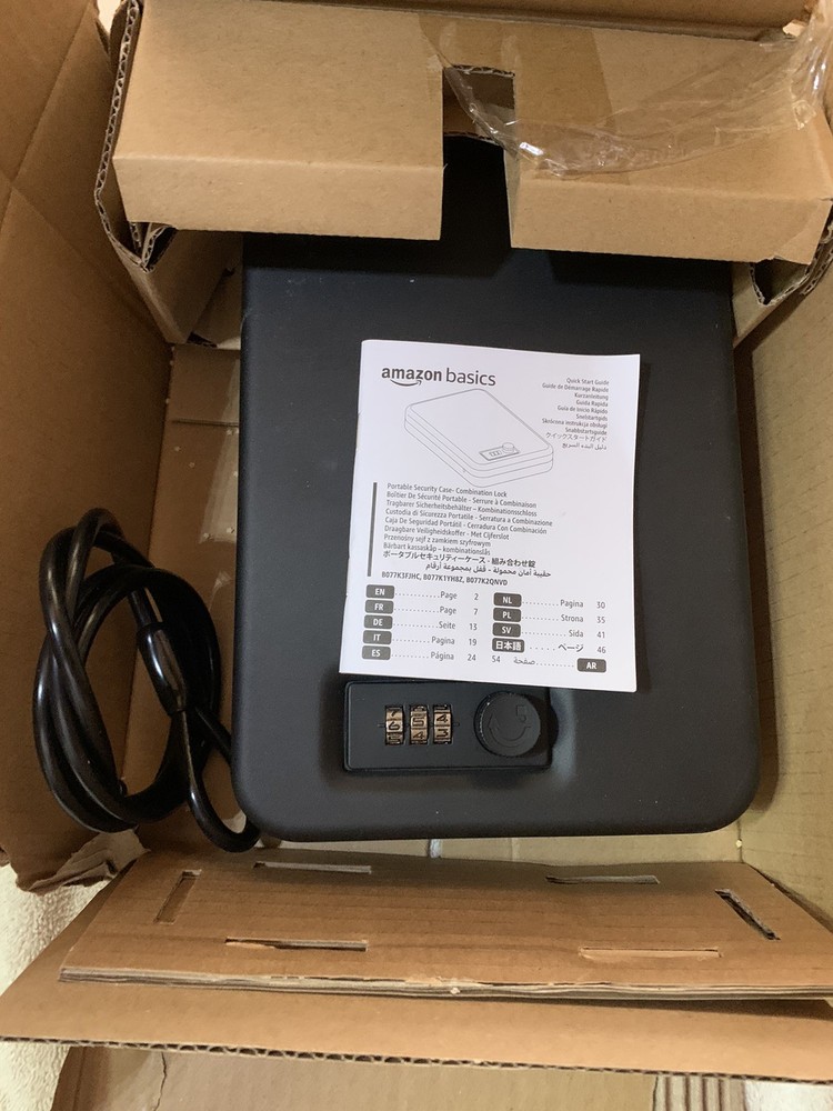 AmazonBasics Portable Security Case Lock Box Safe, Combi Lock,