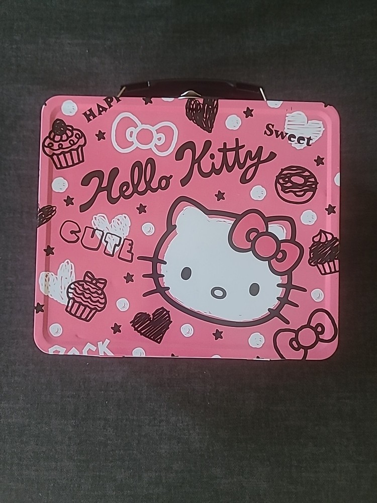Vintage 2012 Hello Kitty Pink Tin Lunchbox 8.25x7x4"