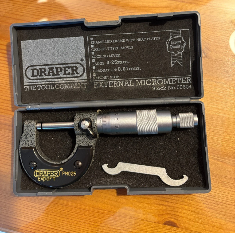 Draper Expert Metric External Micrometer 0 - 25mm Boxed - Never Used