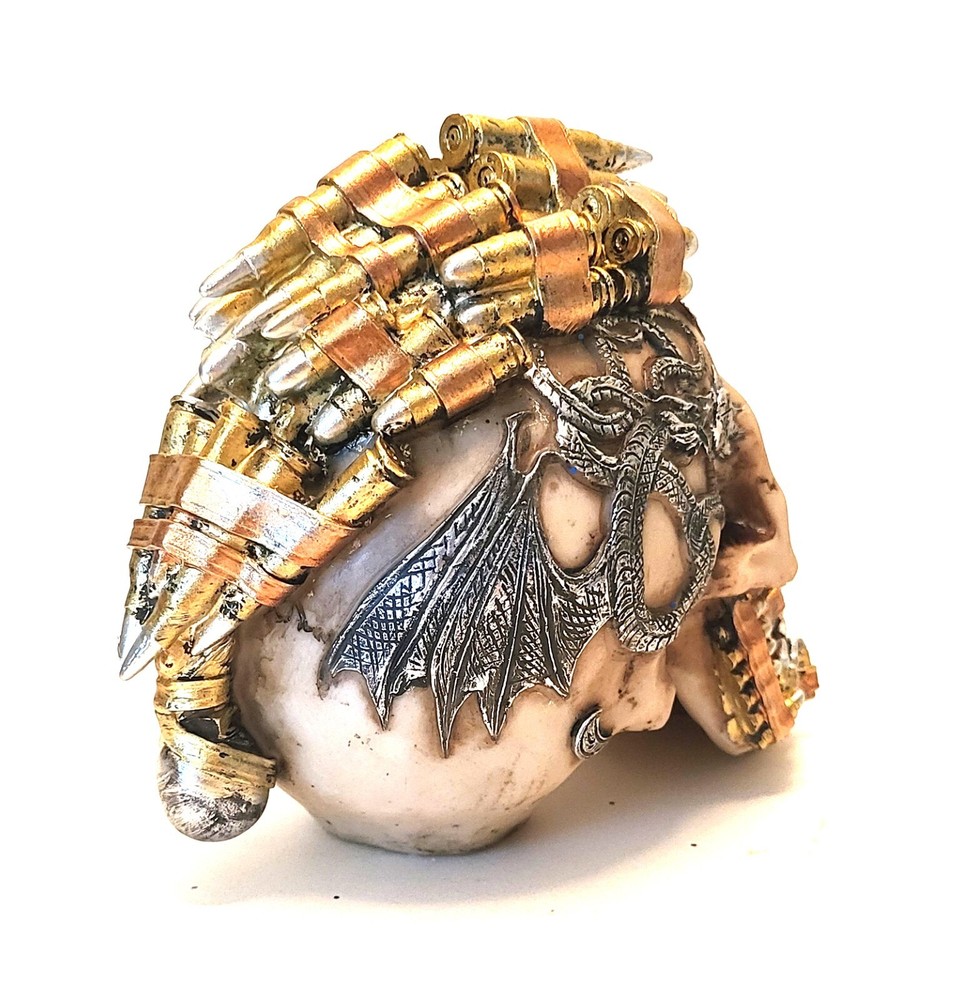Skull with Bullets Figurine Statue Skeleton Halloween