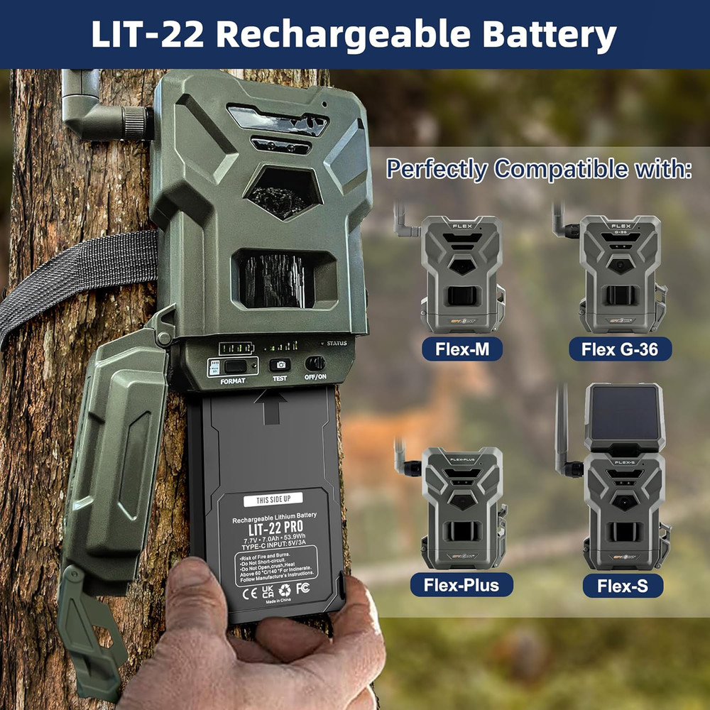 2 Pack LIT-22 7000mAh Battery for SPYPOINT Flex-M Flex-Plus Flex-S Trail Camera