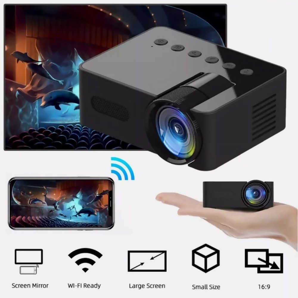 Mini Wireless Projector 1080P HD 16:9 Projection Multi-devices Compatibility