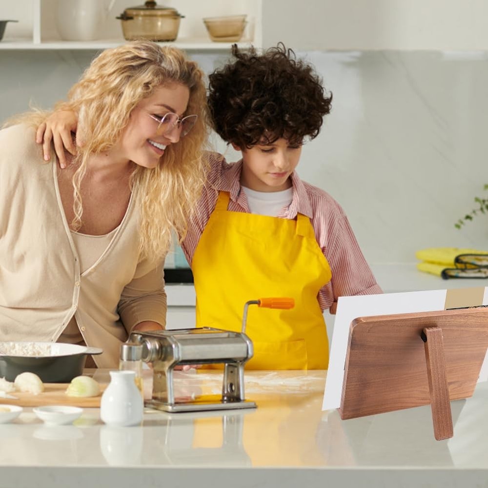 Adjustable Solid Wood Cookbook Stand Kitchen Counter Recipe Phone Holder
