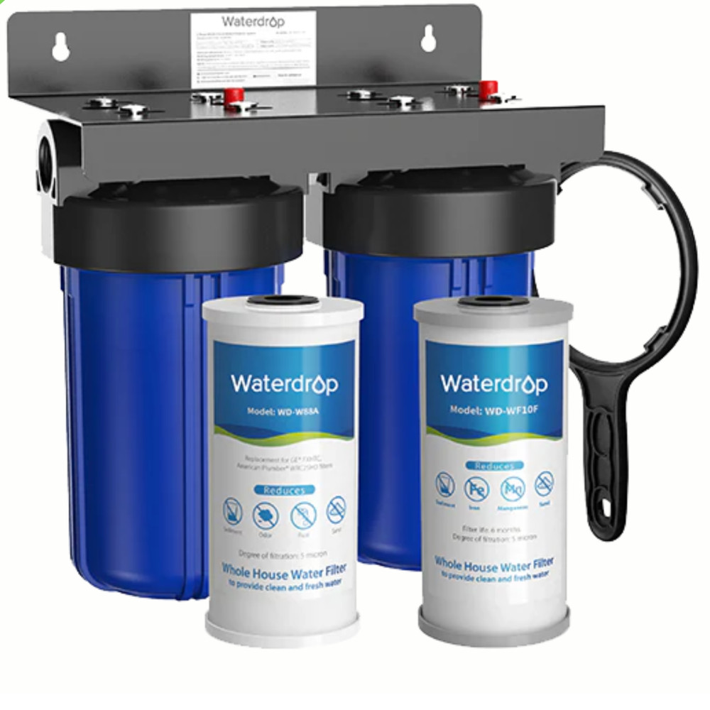 Waterdrop Whole House Water Filter System 2 Stage Reduce Iron and Manganese