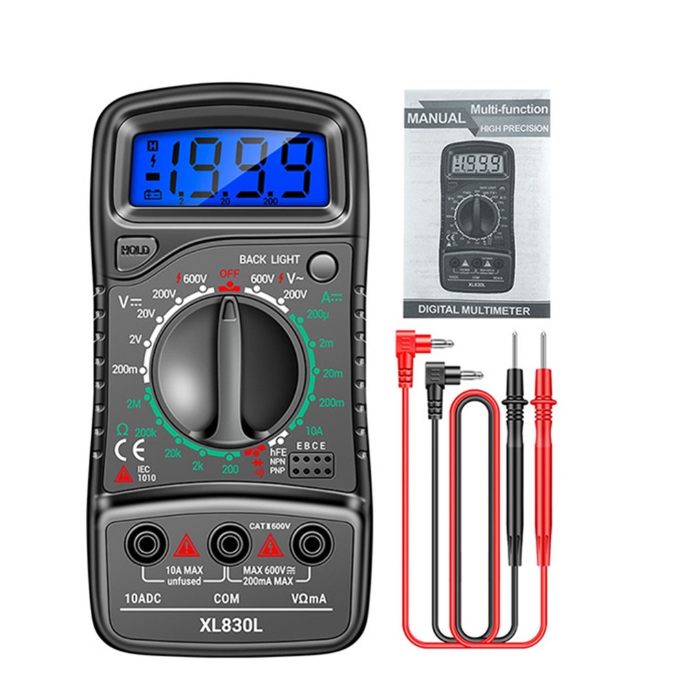 LCD Digital Multimeter Voltmeter Ammeter Ohmmeter Volt AC DC Tester Leads Meter