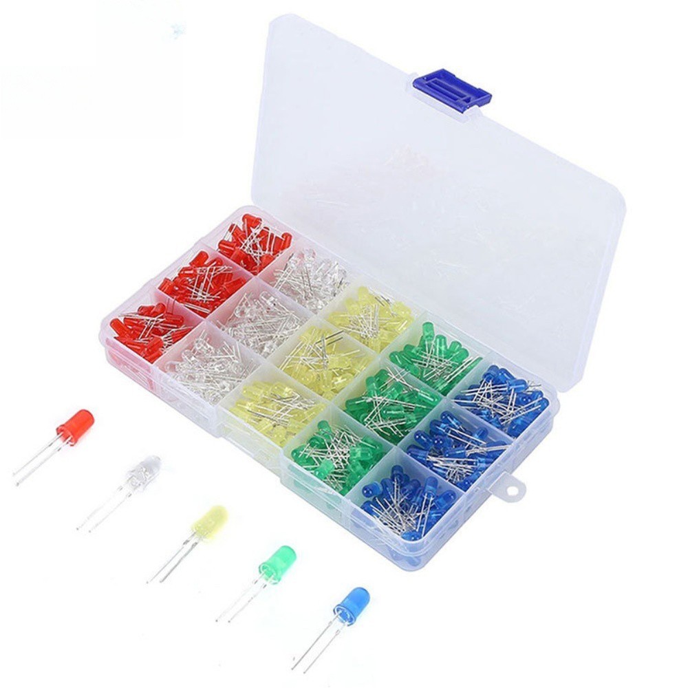 LED Diode Set 500PCS 3mm 5mm 5 Colors for PCB Circuits and Hobby Projects