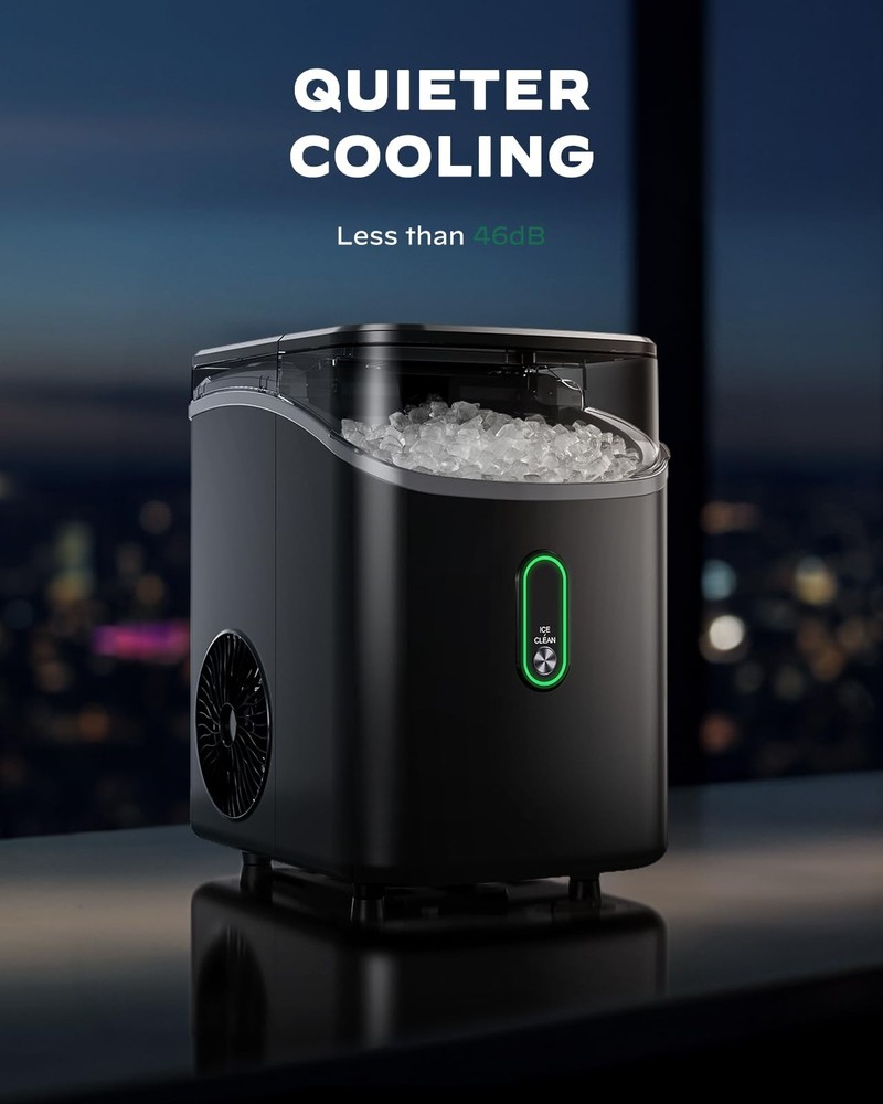 Nugget Ice Maker Countertop, Pebble Ice Maker with Soft Chewable Ice, One-Cli...
