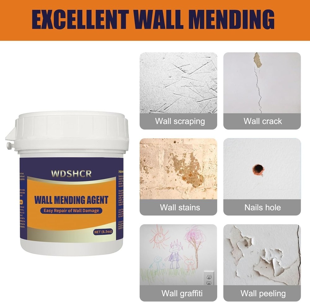 Drywall Repair Kit Wall Hole Patch Spackle Putty 8.5oz w Scraper Quick Fix