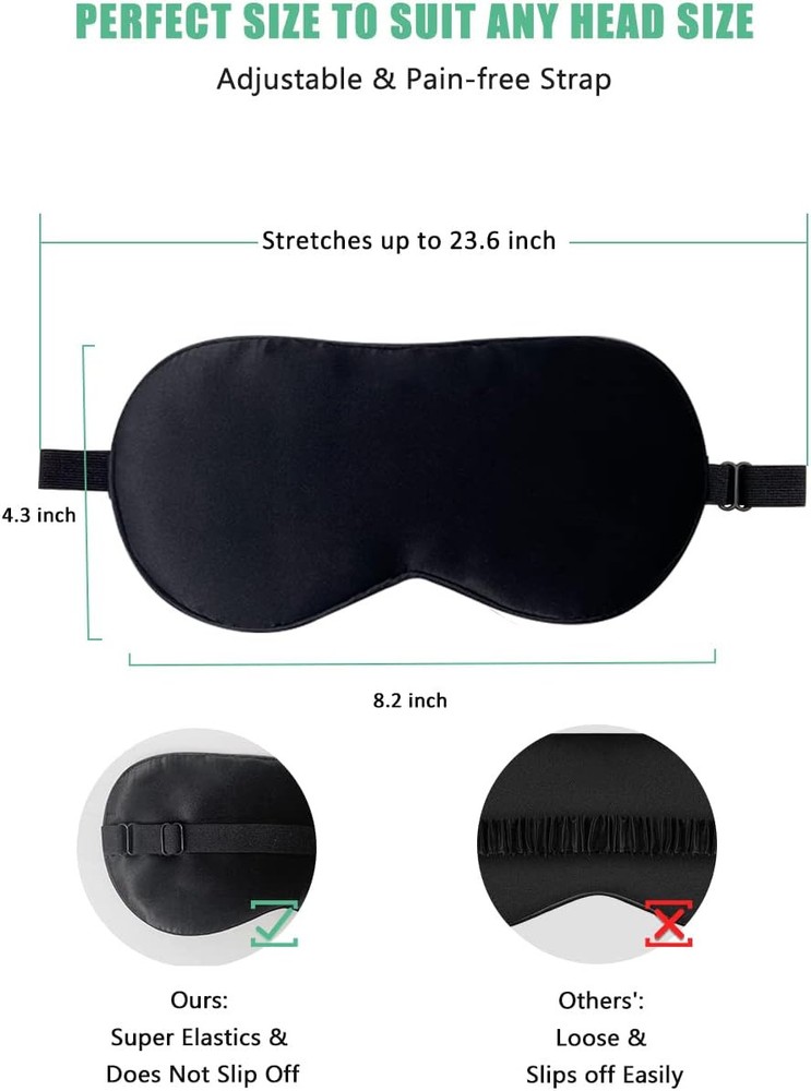 BeeVines Sleep Mask, 2 Pack 100% Real Natural 12- Black & Ruby Purple