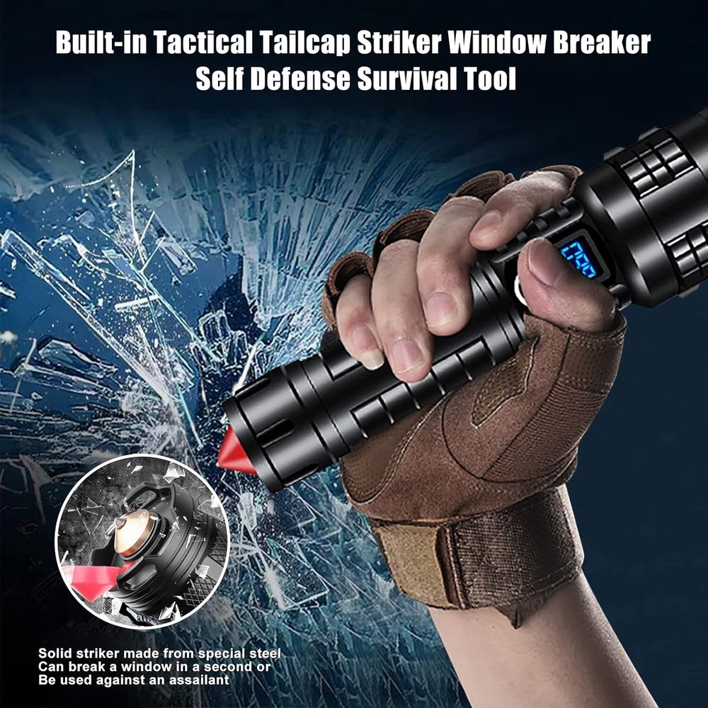 Worlds Brightest Flashlight 200000 lumens OLED Charging Display