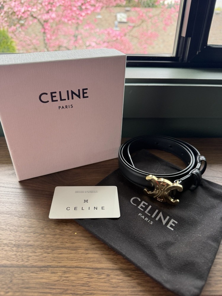 Authentic Celine Black Triomphe Belt