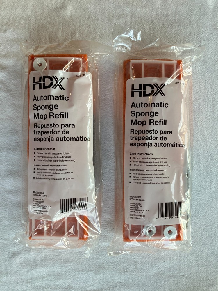 (2) HDX 1000018618 Automatic Sponge Mop Refill, Type S, 9”