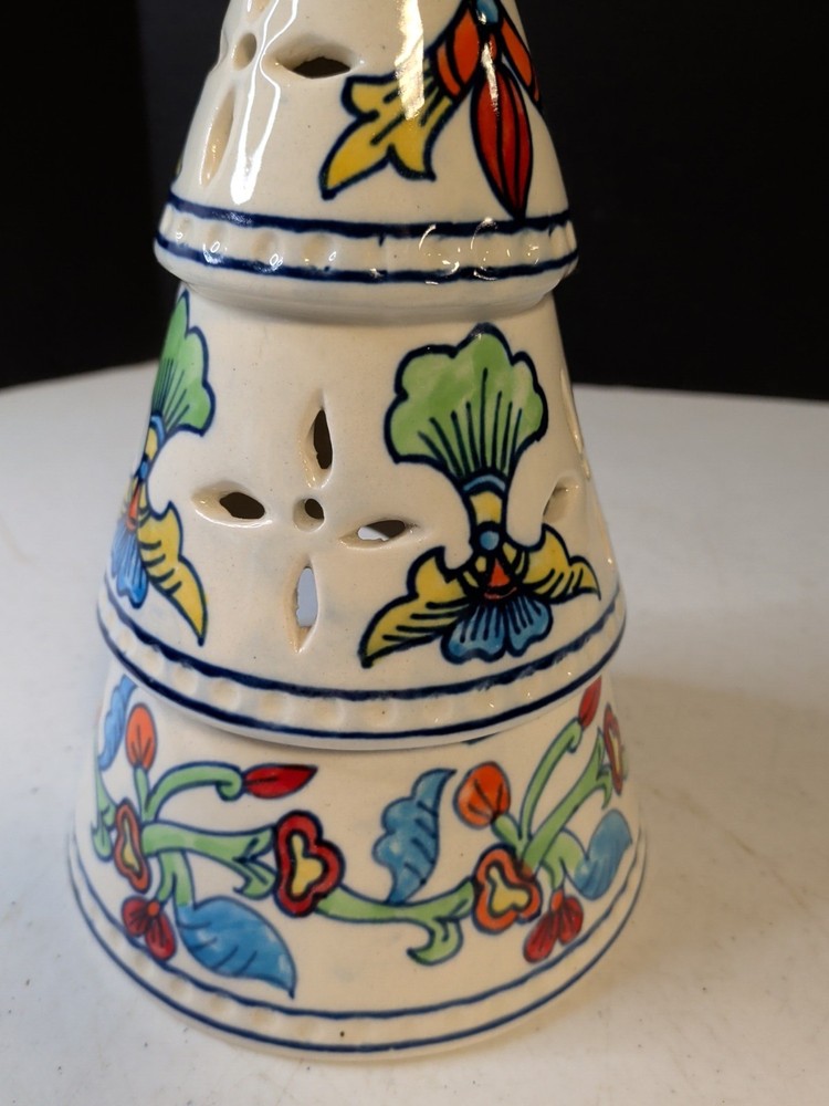 Hand Painted From India 9" Christmas Tree Tea Light