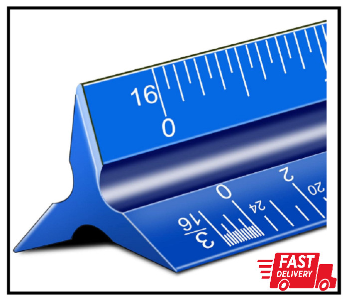 Architectural Scale Ruler, 12'' Imperial Architect Scale, Aluminum Engineer ...
