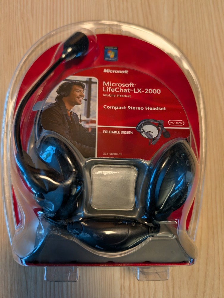Microsoft Lifechat LX-2000 Compact Mobile Headset Foldable Microphone PC/MAC NIB