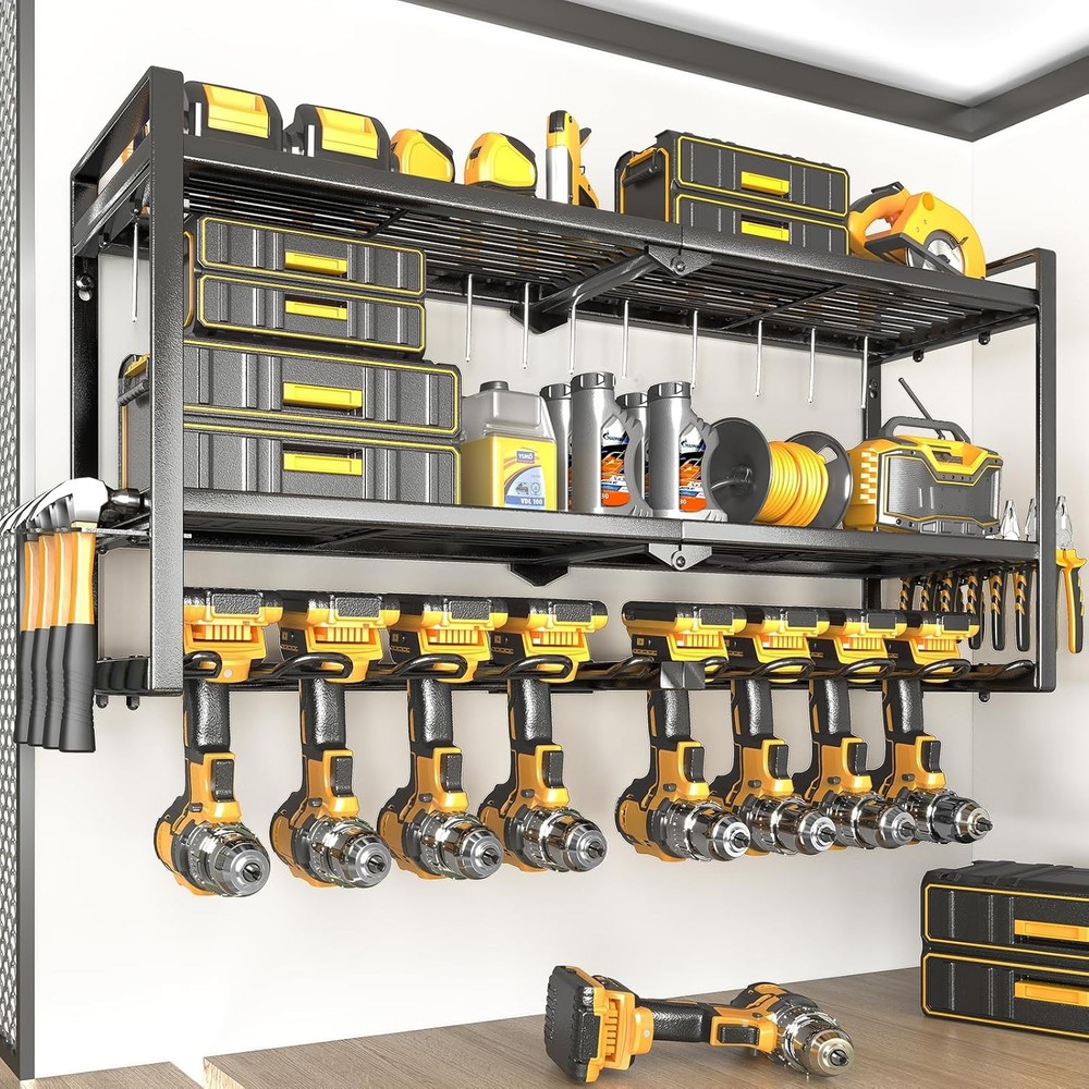 Power Tool Organizer 8 Drill & Screwdriver Wall Mount 3 Layer Storage Rack
