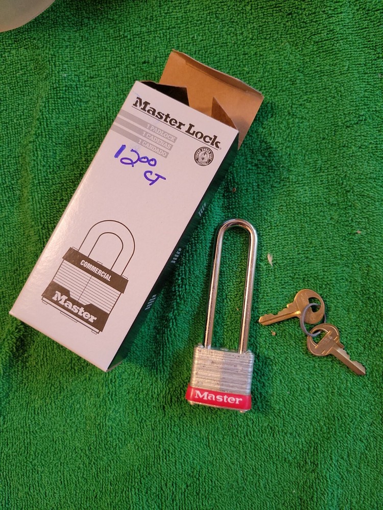 Master Lock Red Padlock, Long Shackle, Rectangular Steel Body,