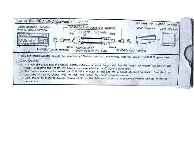 PANASONIC ET-100YC PROFESSIONAL VIDEO CONVERSION CABLE (SVIDEO/BNC Y/C SPLIT)